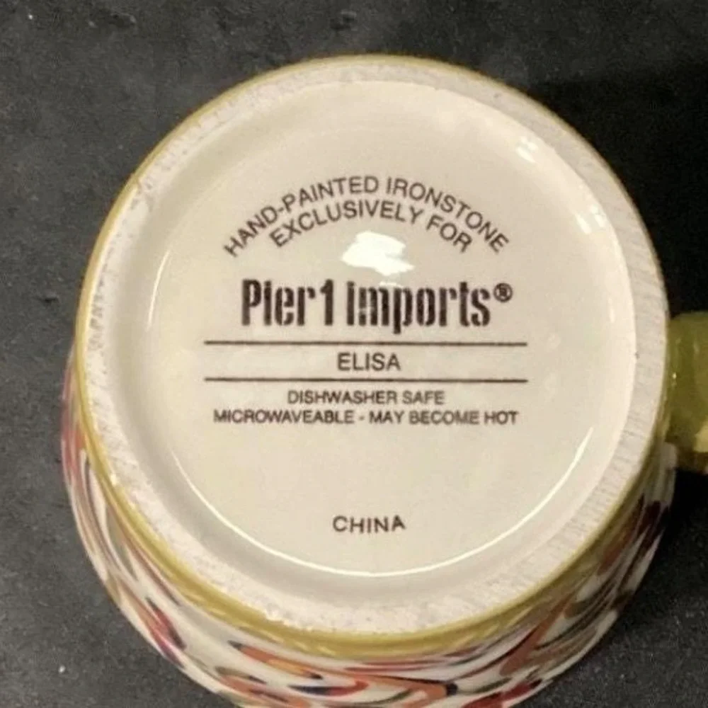 Pier 1‎ Imports Elisa Coffee Cups, Set of 2, Vintage Ironstone Mugs, Drinkware
